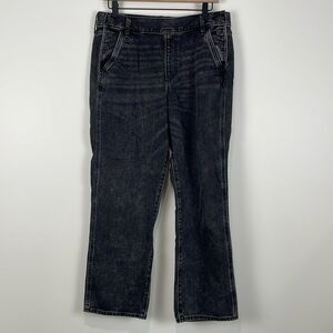 Express Women’s 8 Straight High Rise Black Jeans Side Button Closure